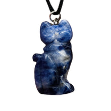 Load image into Gallery viewer, Sodalite Stone Kitty Cat Pendant Necklace | 1 1/4&quot; Long | Blue, White |
