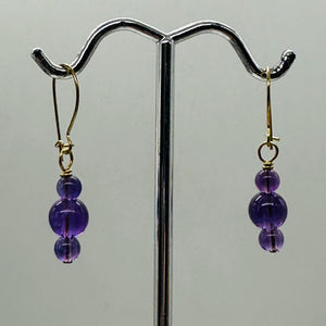 Amethyst 14K Gold Filled Exotic Drop Earrings | Purple/Gold | 2 1/4" Long |