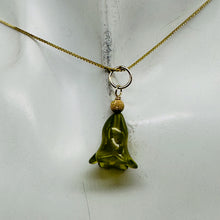 Load image into Gallery viewer, Jade Lily Flower 14K Yellow Gold Filled Pendant | Green | 1&quot; Long |
