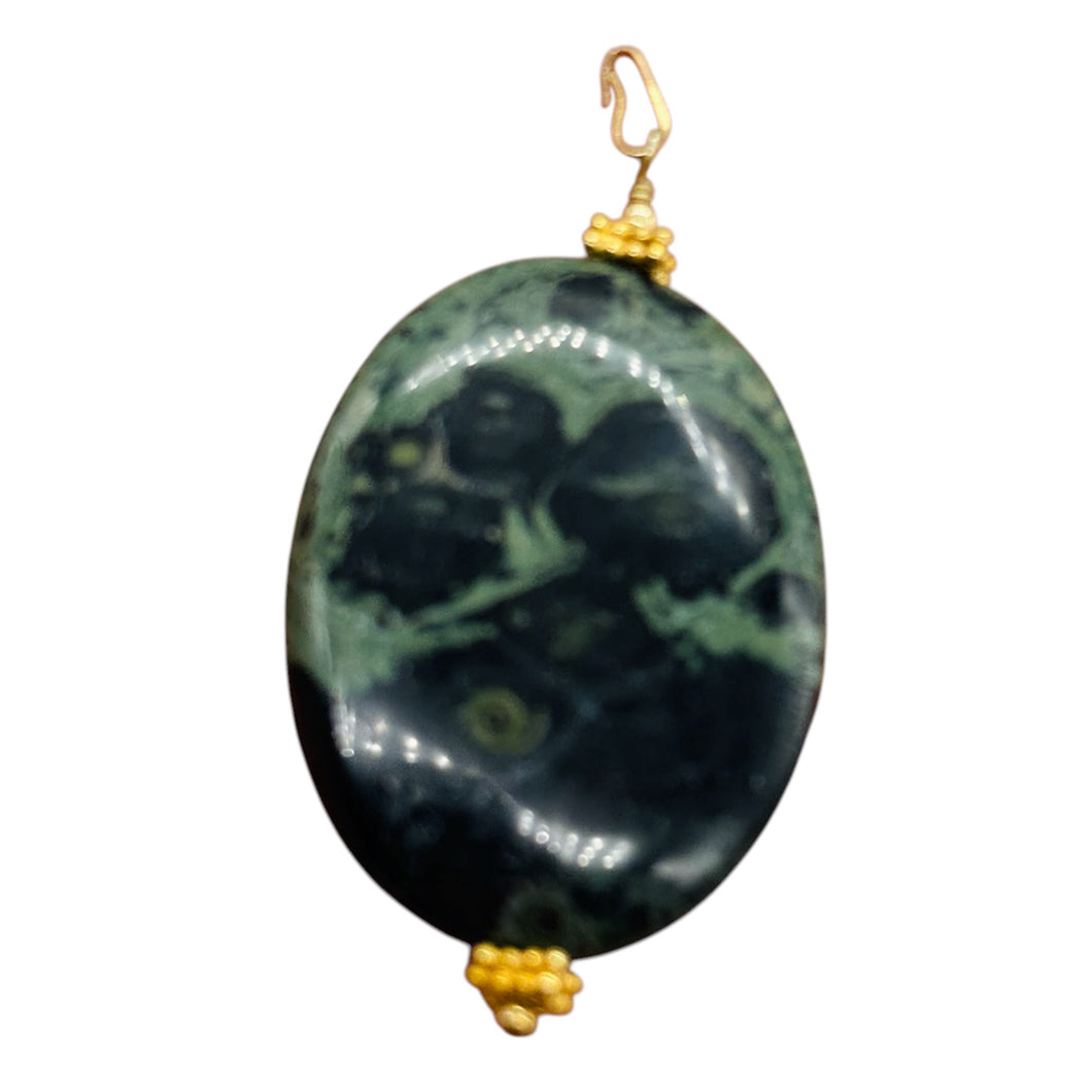 Exotic Kambaba Jasper Oval 14K Gold Filled Pendant | 40x30x8mm | 1 Bead |