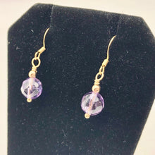 Load image into Gallery viewer, Royal Natural Amethyst 22K Gold Over Solid Sterling Earrings 310453C
