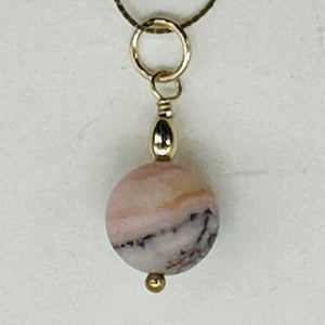 Pink Peruvian Opal Matte Finish Drop Bead Pendant | Pink | 1" Long |