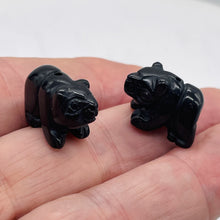 Load image into Gallery viewer, Roar! 2 Hand Carved Natural Obsidian Black Bear Animal Beads | 13x18x7mm | Black
