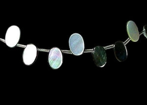 7 Black Tahitian Mop Oval Pendant Beads 4349