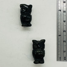 Load image into Gallery viewer, Wisdom Carved Obsidian Owl Animal Bead Figurine | 21x12x9mm | Black

