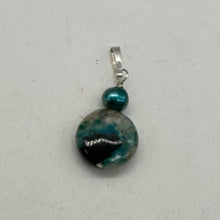 Load image into Gallery viewer, Chrysocolla Natural Semi Precious Stone Sterling Silver Pendant | 1 1/4&quot; Long|

