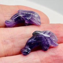 Load image into Gallery viewer, Jumping Carved Amethyst Dolphin Animal Beads
