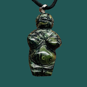 Kambaba Stone Goddess Pendant Necklace | 3/4' Long | Green, Black | 1 Pendant |