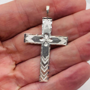 Sterling Silver Unique Designer Cross | 2" Long | Silver | 1 Pendant