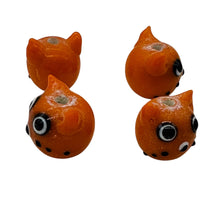 Load image into Gallery viewer, Kitty Cat Ceramic Round Beads | 15mm | Orange | 4 Beads |
