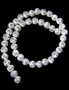 Sparkling Laser Cut Sterling Silver Bead Strand 108596