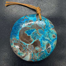 Load image into Gallery viewer, Chrysocolla Carved Pendant Bead | Coin | 2x3/8" | Green Blue | 1 Bead |

