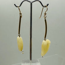 Load image into Gallery viewer, Designer Carved Yellow Jade Leaf and 14Kgf Earrings 6139
