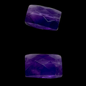 AAA Natural Amethyst Faceted Beads | 12x8x7mm | Purple | Rectangle | 2 Beads |