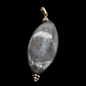 Australian Mookaite 40x20x6mm Marquise Cut Pendant | 2 1/4" Long | Gray, White |