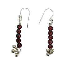 Load image into Gallery viewer, Champagne Garnet AAA 4mm Round Bead Dangle Earrings | 2" Long | Red |
