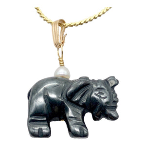 Wild Hematite Elephant 14Kgf Pendant | 21x16x8mm | Black | 1 5/8" long |