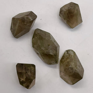 Rutilated Quartz Faceted Nugget Beads | 36x17 to 18x11mm| Clear, Green| 5 Beads|