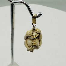 Load image into Gallery viewer, Hear No, See No, Speak No Evil Monkey Mammoth Bone 14K Gold Filled Pendant
