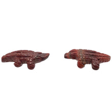 Load image into Gallery viewer, Red Gators 2 Carved Jasper Alligator Animal Beads | 28x11x7mm | Red
