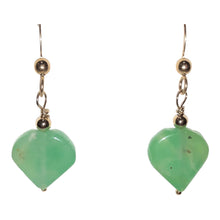 Load image into Gallery viewer, Chrysoprase Hearts 14K Gold Earrings Delightful | 1 3/8&quot; Long |
