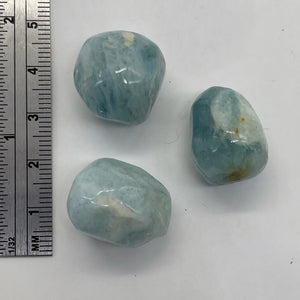 Aquamarine Smooth Nugget Bead Parcel | 19x16x16 - 18x19x17mm | Blue | 3 Beads |