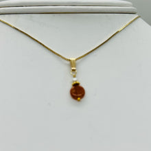 Load image into Gallery viewer, Sunstone and Pearl14K Gold Filled Pendant | 3/4 &quot; (Long) | Orange |
