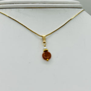 Sunstone and Pearl14K Gold Filled Pendant | 3/4 " (Long) | Orange |