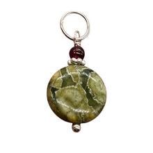 Load image into Gallery viewer, Raintree Rhyolite Jasper Sterling Silver Pendant | 1&quot; Long | Green, Pink |
