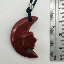 Load image into Gallery viewer, Red Brecciated Jasper Star and Moon Pendant Necklace Celestial Jewelry
