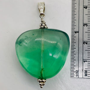 Fluorite Sterling Silver Pendant | 1 1/2" Long | Blue Green | 1 Pendant |