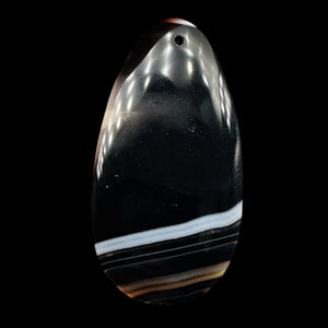 Sardonyx Focal Pendant Bead | Black, White | 60x33x6mm | 1 Bead |