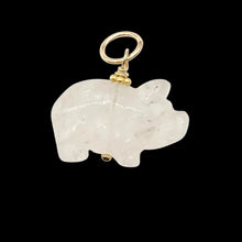 Load image into Gallery viewer, Piggie! Carved Clear Quartz Pig 22K Vermeil Pendant 509274QZG
