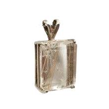 Load image into Gallery viewer, Shimmer! Emerald Cut 15x12mm Rutilated Quartz and Sterling Silver Pendant 10550
