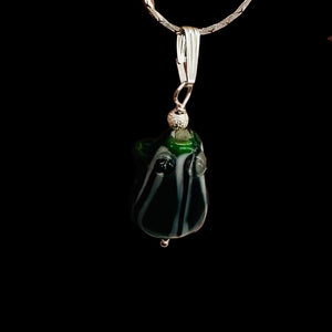 Lampwork Frog Sterling Silver Frog Pendant | 1" Long | Green | 1 Pendant |