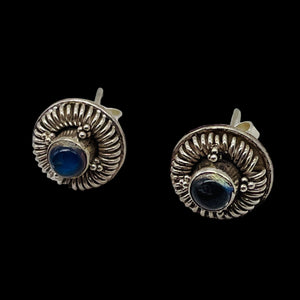 Labradorite in Sterling Silver Post Earrings | Blue Flash | 1 Pair |