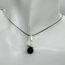 Load image into Gallery viewer, Black Stone Africa Sterling Silver Pendant Matte Black Handmade USA 1 Inch
