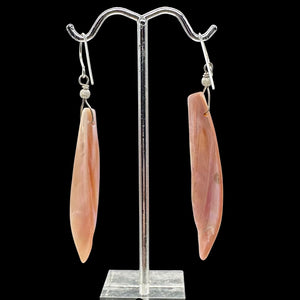 Designer Pink Mussel Shell Sterling Silver Earrings | 2 1/2"Long |