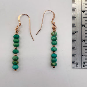 Unique Natural USA Turquoise 14K Rose Gold Filled Earrings | Blue | 1 1/2" Long|