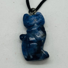 Load image into Gallery viewer, Sodalite Stone Kitty Cat Pendant Necklace | 1 1/4&quot; Long | Blue, White |
