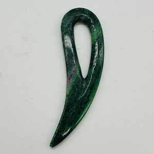 Ruby Zoisite Comma Bead | 94x28x6mm | Green Red | 1 Pendant Bead