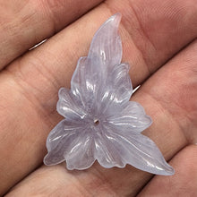 Load image into Gallery viewer, Chalcedony 15ct Hand Carved Flower Pendant Bead| 34X27X4mm| Blue| 1 Pendant Bead
