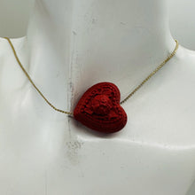 Load image into Gallery viewer, Cinnabar Carved Double Flower Heart Beads | 22x22x21mm | Red | 2 Beads |
