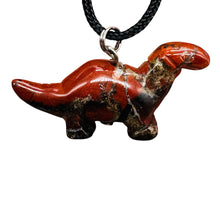 Load image into Gallery viewer, Brecciated Jasper Diplodocus Dinosaur Pendant | 3/4&quot; Long | Red |
