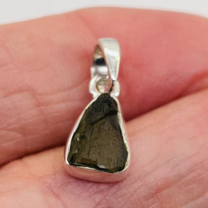 Moldavite 8.31ct Sterling Silver Triangle Pendant | 3/4" Long |Green| 1 Pendant|