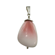 Load image into Gallery viewer, Conch Shell Pear Shaped Sterling Silver Pendant | 2" Long | Pink White |
