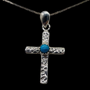 Turquoise Sterling Silver Cross | 1 1/2" Long | Silver | 1 Pendant |