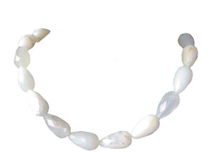 2 Glamorous White African Opal Faceted Teardrop Beads 4655