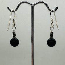 Load image into Gallery viewer, Black Stone - Africa Round Bead and Sterling Silver Earrings| Black Matte|
