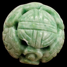 Load image into Gallery viewer, AAA Natural Green Jade Carved Owl Longevity Round Bead 22mm Chinese Focal Bead
